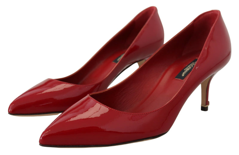 Red Patent Leather Kitten Heels Pumps Shoes