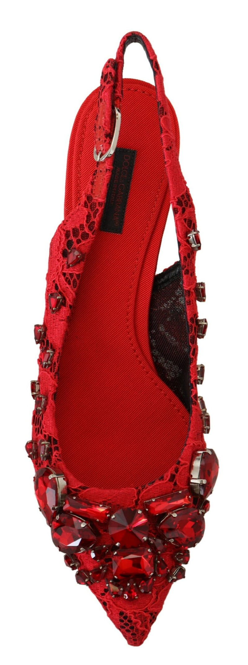 Red Crystals Heel Slingback Mary Jane Shoes