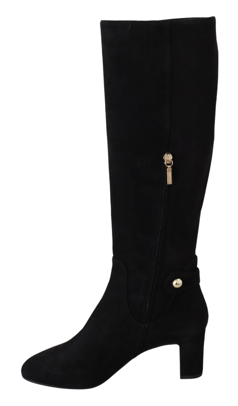 Black Leather Suede Vally Boots Shoes