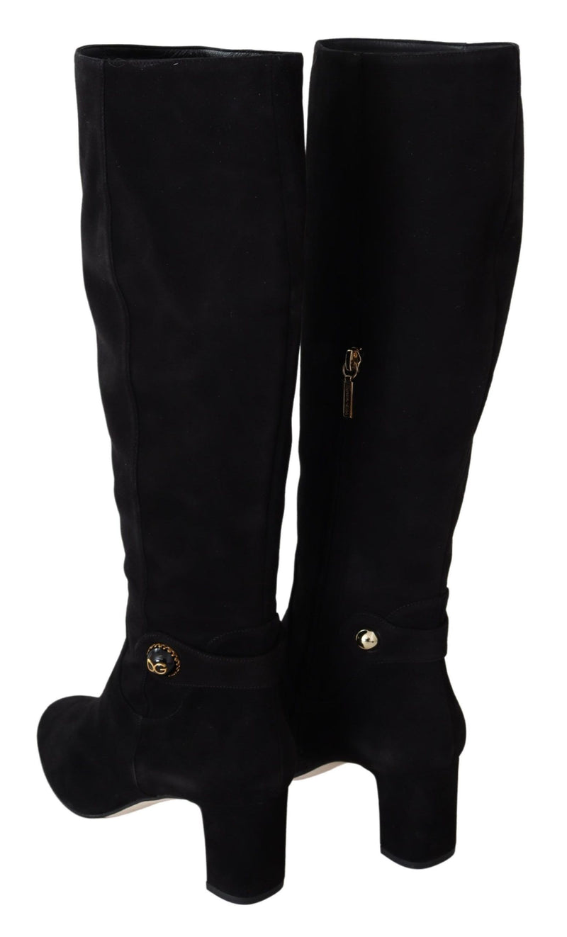 Black Leather Suede Vally Boots Shoes