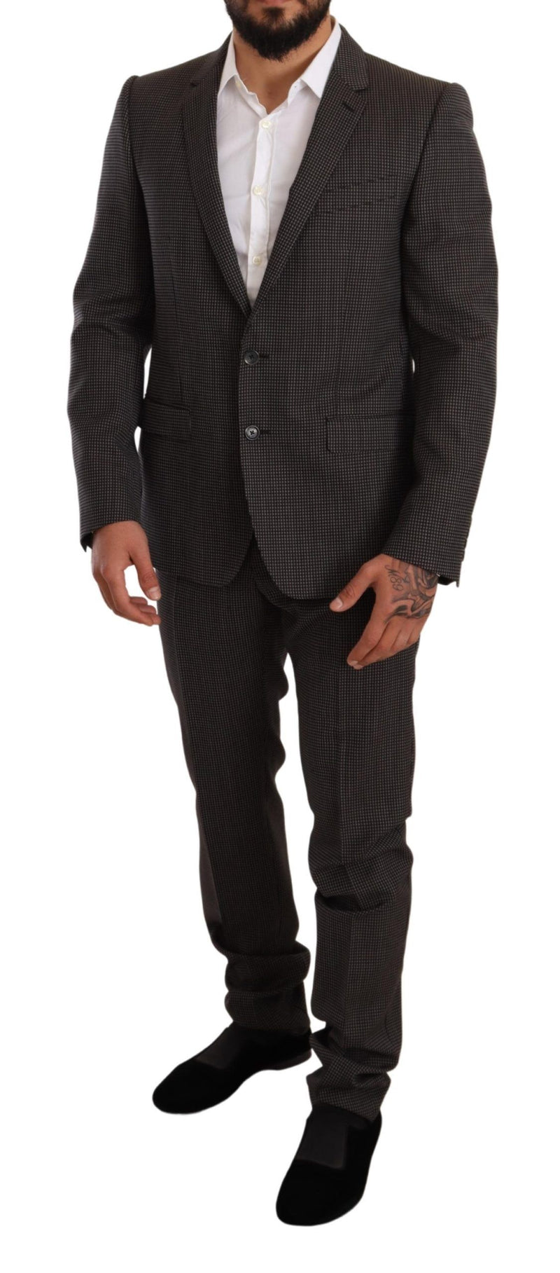 Black Fantasy Pattern Wool MARTINI Suit