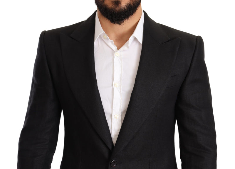 Black Linen Slim Fit Coat Jacket Blazer