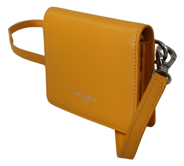 Yellow Leather Mini Sling Bifold Women Purse Wallet