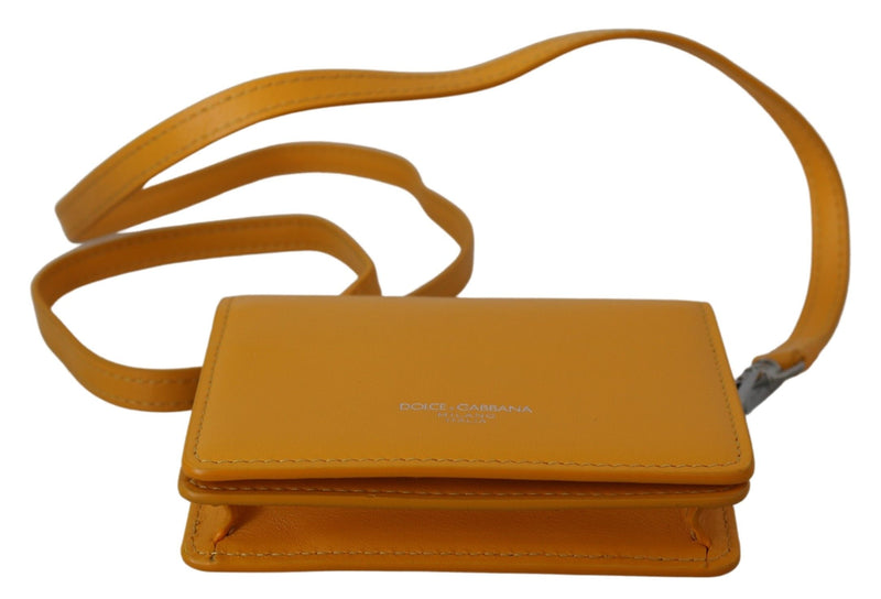 Yellow Leather Mini Sling Bifold Women Purse Wallet