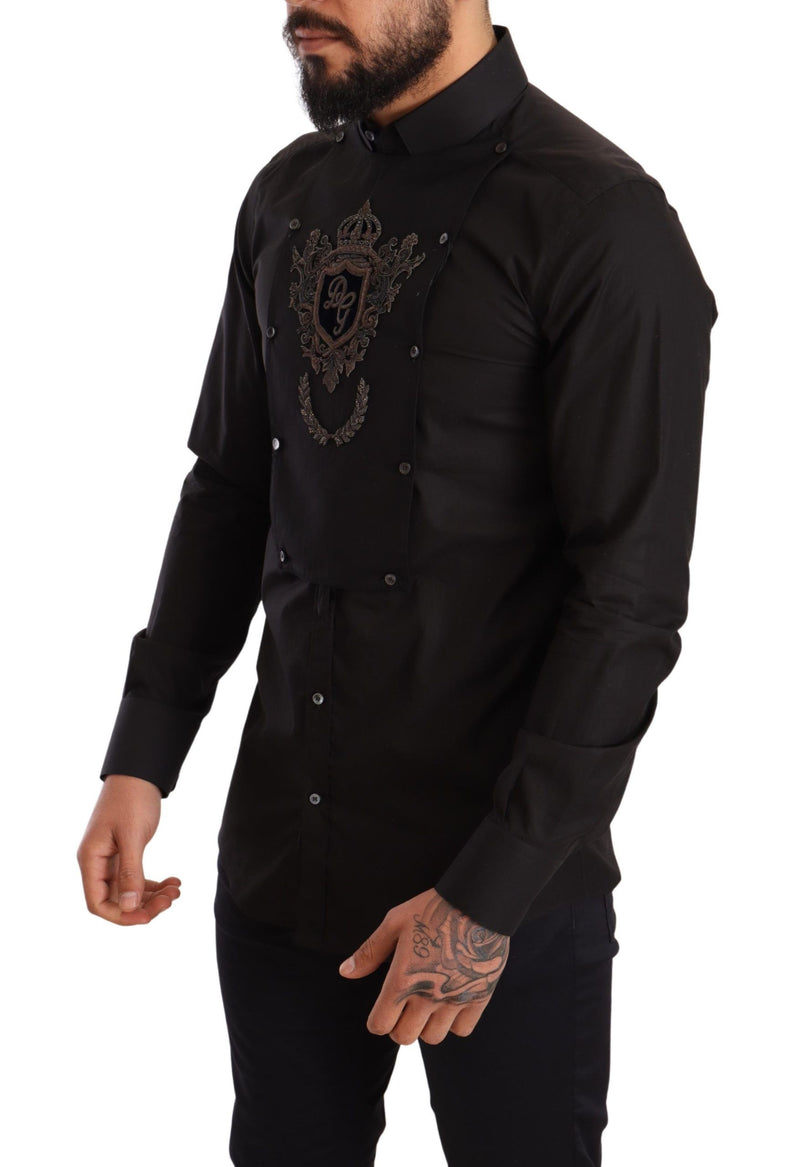 Black DG Crown Slim Fit Dress GOLD Shirt