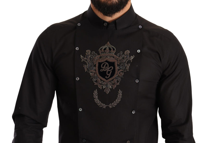 Black DG Crown Slim Fit Dress GOLD Shirt