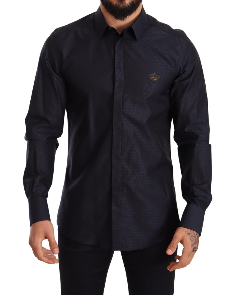 Dark Blue Crown Slim Fit Dress Shirt