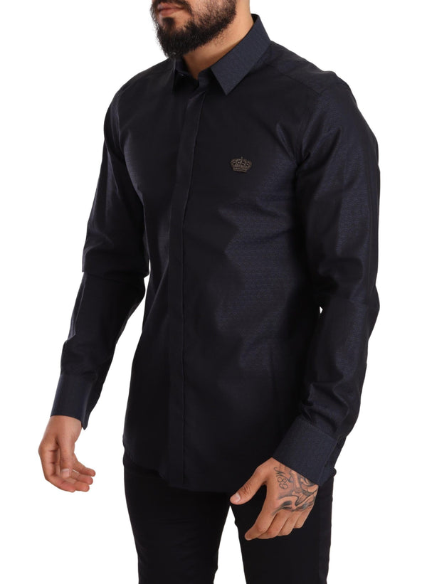 Dark Blue Crown Slim Fit Dress Shirt