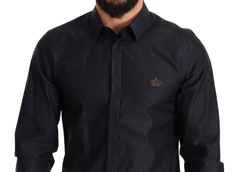 Dark Blue Crown Slim Fit Dress Shirt