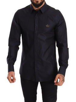 Dark Blue Crown Slim Fit Dress Shirt