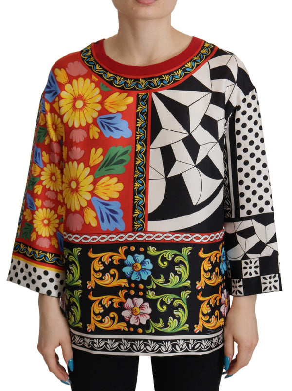 Multicolor Printed Baroque Loose Long Sleeve