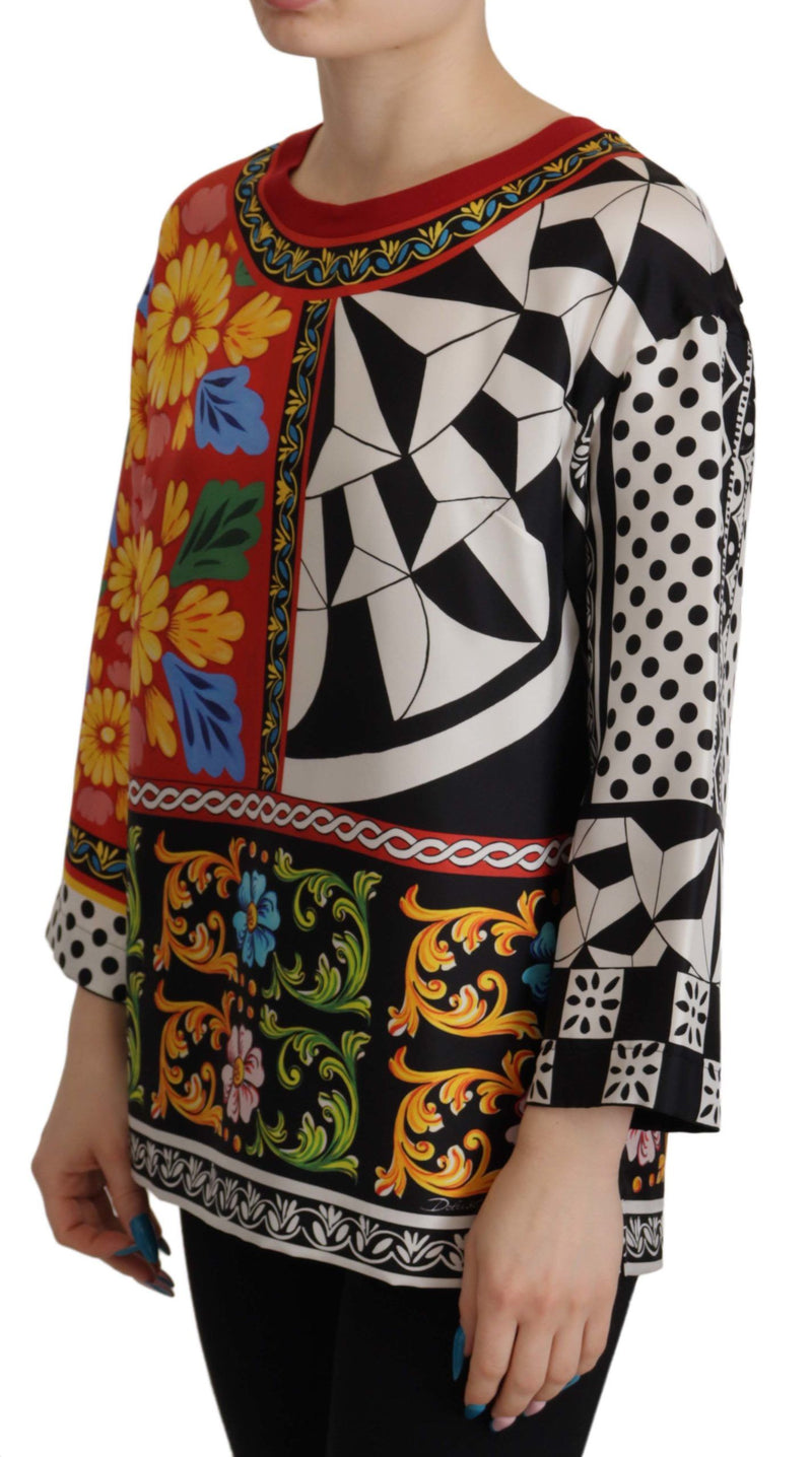 Multicolor Printed Baroque Loose Long Sleeve