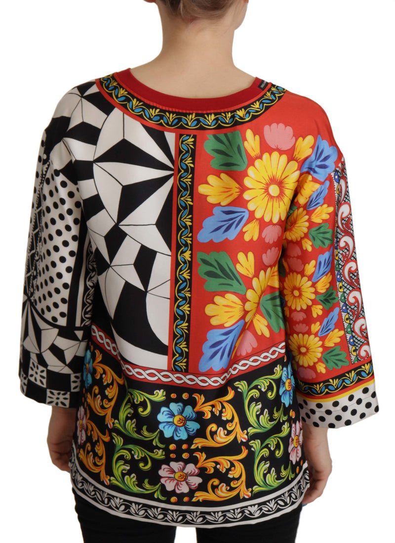 Multicolor Printed Baroque Loose Long Sleeve