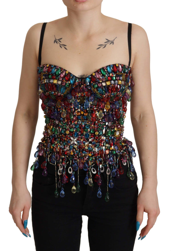 Multicolor Jeweled Corset Spring Bustier Top