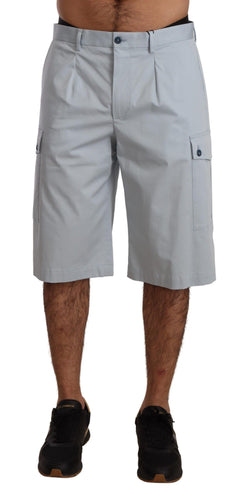 Light Blue Cotton Pockets Denim Cargo Shorts