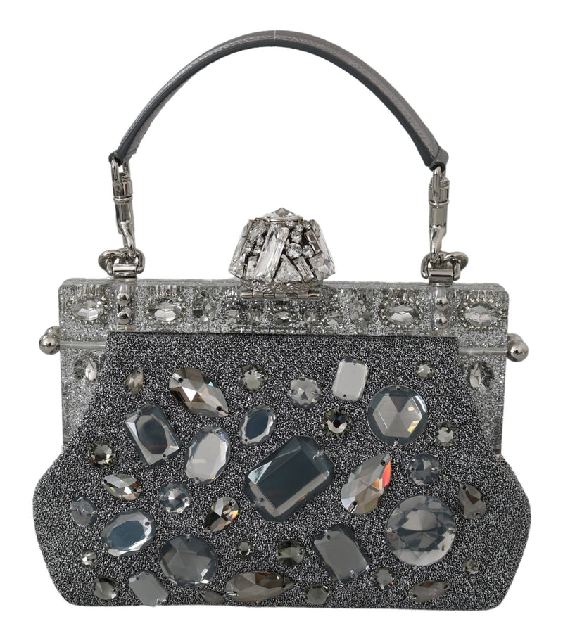 Silver VANDA Crystal Clutch Handbag Shoulder Purse