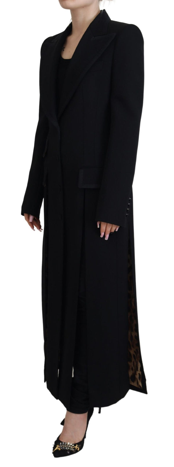 Black Single Breasted Coat Polyester Jacket