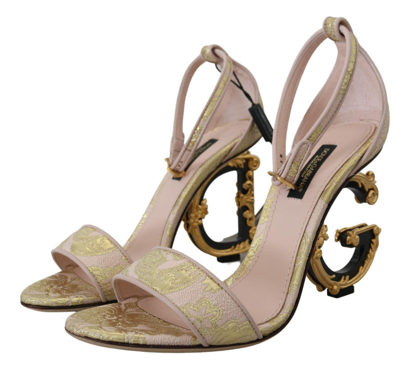 Pink Baroque Monogram Dg Heeled Sandals Shoes