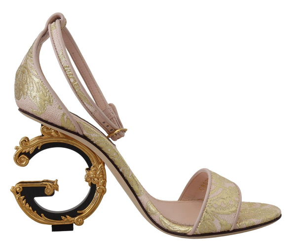 Pink Baroque Monogram Dg Heeled Sandals Shoes