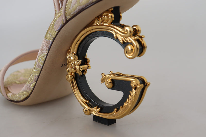 Pink Baroque Monogram Dg Heeled Sandals Shoes