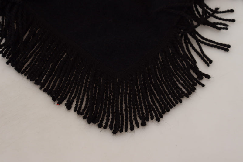 Black Long Sleeves Fringe Coat Alpaca Jacket