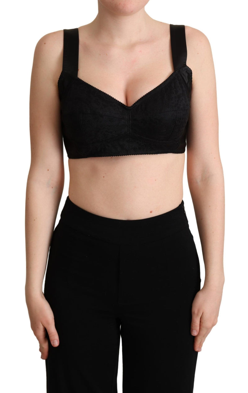 Black Cropped Silk Stretch Bustier Top