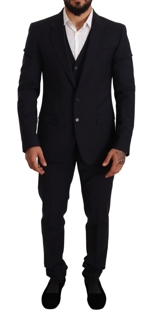 Blue Wool Slim Fit 3 Piece Set MARTINI Suit