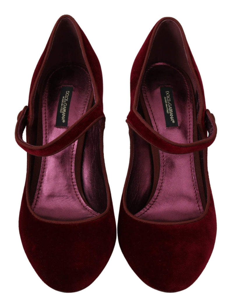 Red Velvet Gold Crystals Heels Mary Jane Shoes