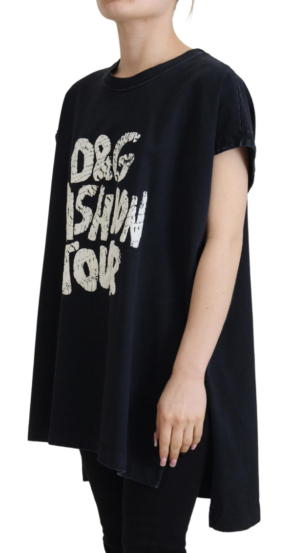 Black D&G Fashion Round Neck Cotton T-shirt