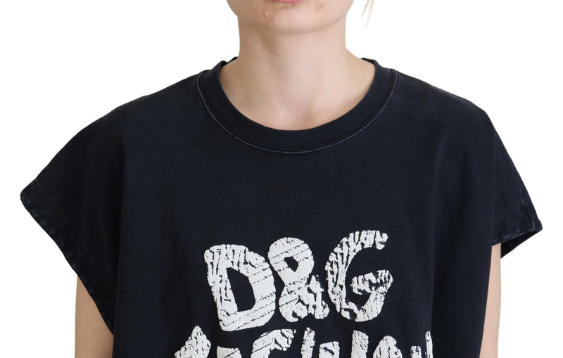 Black D&G Fashion Round Neck Cotton T-shirt