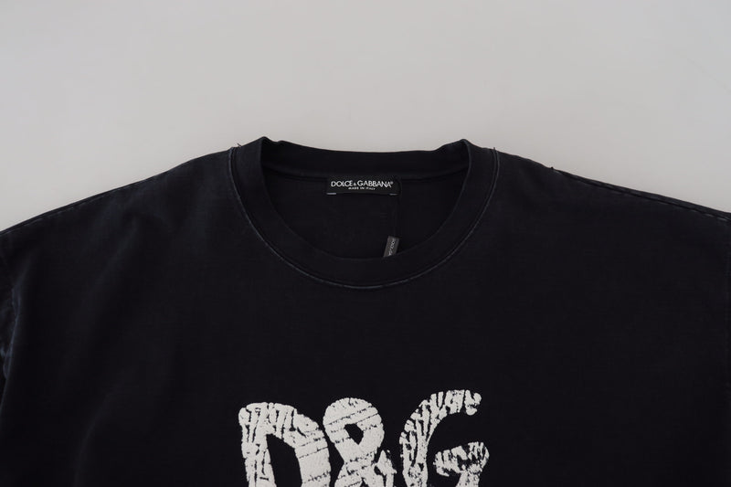 Black D&G Fashion Round Neck Cotton T-shirt