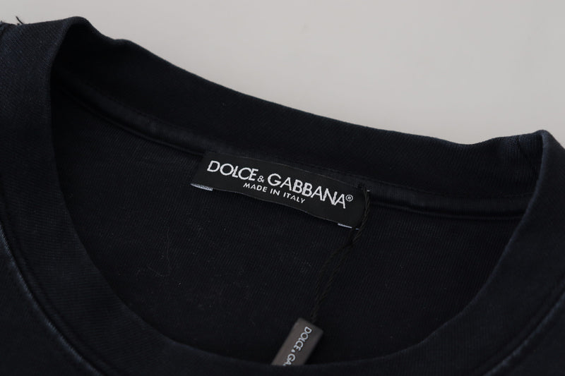 Black D&G Fashion Round Neck Cotton T-shirt