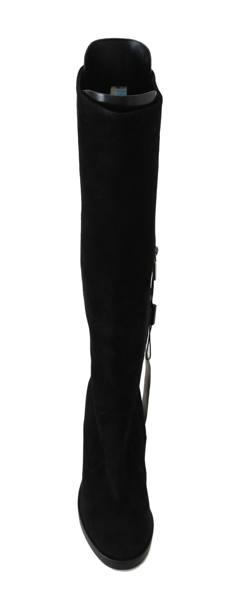 Black Suede Goatskin Knee High Boots