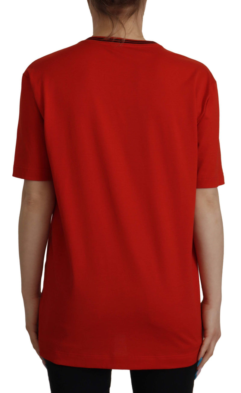 Red DG Printed Pullover Top Cotton  T-shirt