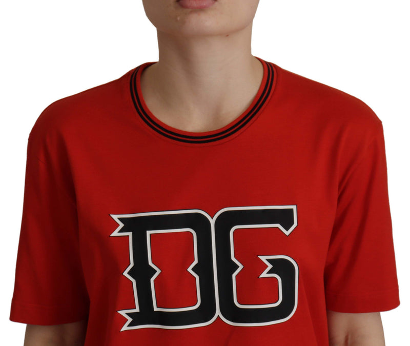 Red DG Printed Pullover Top Cotton  T-shirt