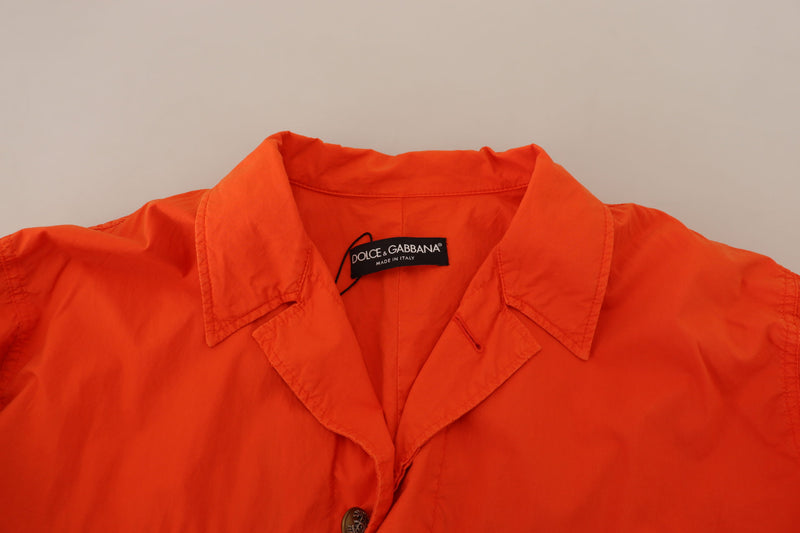 Orange Collared Windbreaker Cotton Jacket