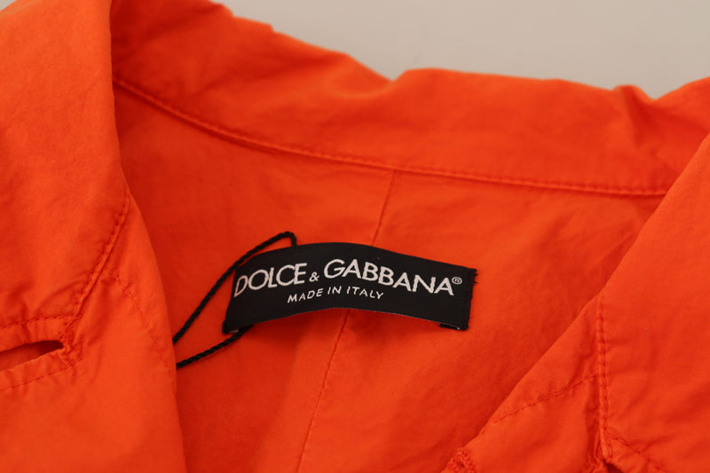 Orange Collared Windbreaker Cotton Jacket