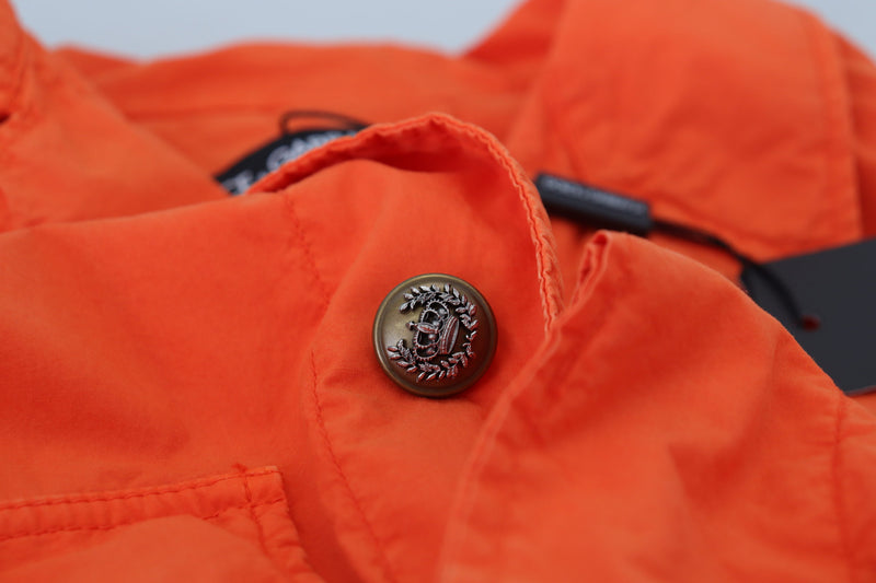 Orange Collared Windbreaker Cotton Jacket