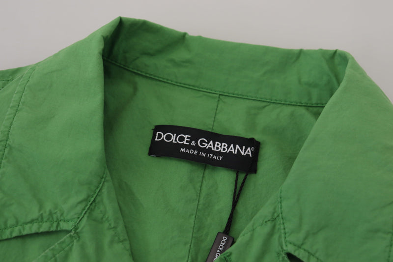 Green Collared Windbreaker Cotton Jacket