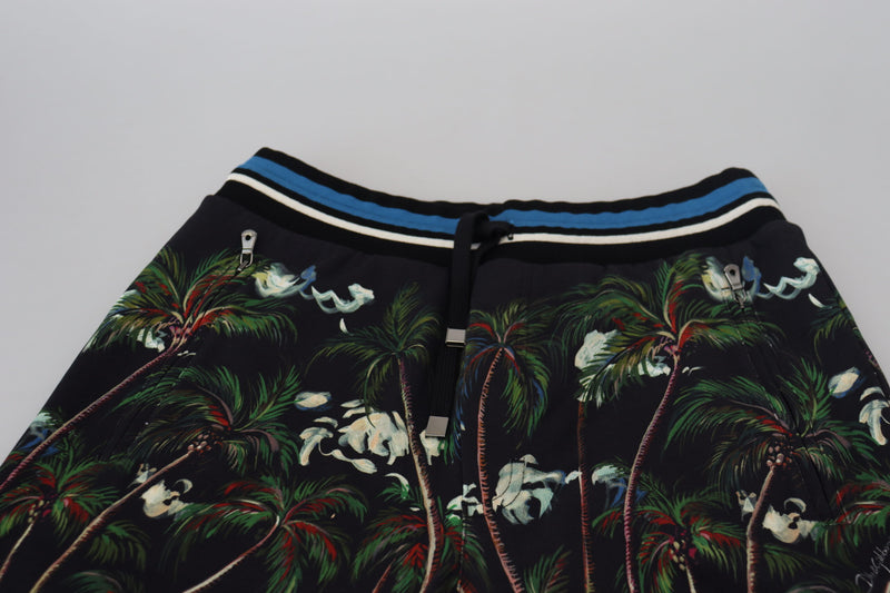 Black Cotton Volcano Print Casual Shorts