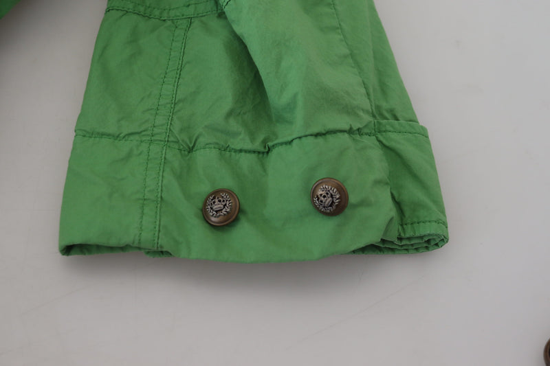 Green Collared Windbreaker Cotton Jacket