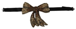 Gold Tone Silk Rhinestone Embellished Women Bowtie