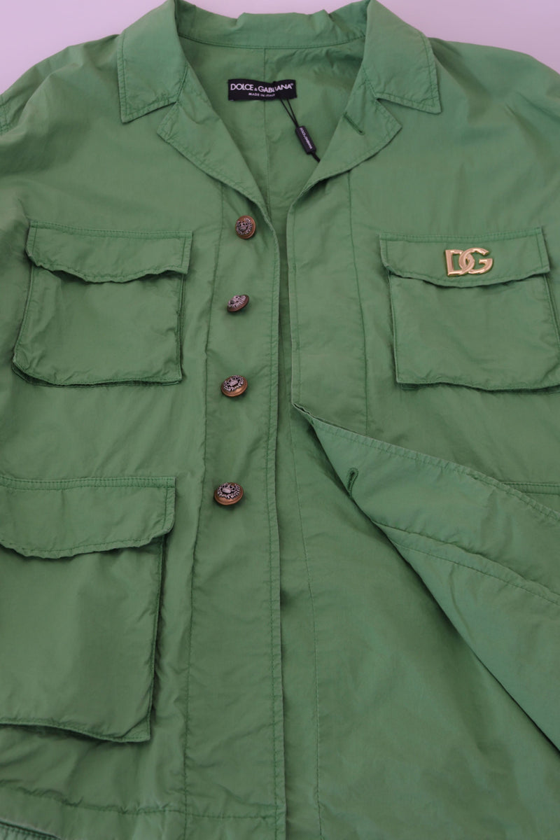 Green Collared Windbreaker Cotton Jacket