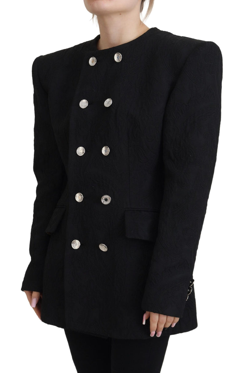 Black Double Breasted Coat Polyester Jacket