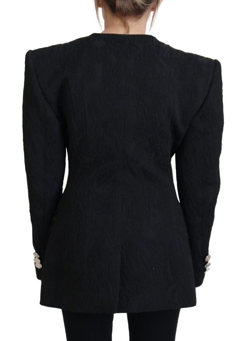 Black Double Breasted Coat Polyester Jacket