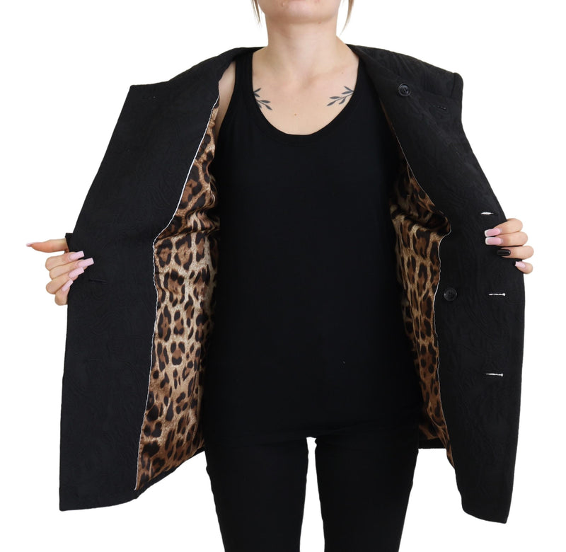 Black Double Breasted Coat Polyester Jacket