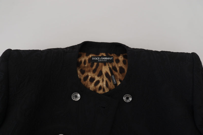 Black Double Breasted Coat Polyester Jacket