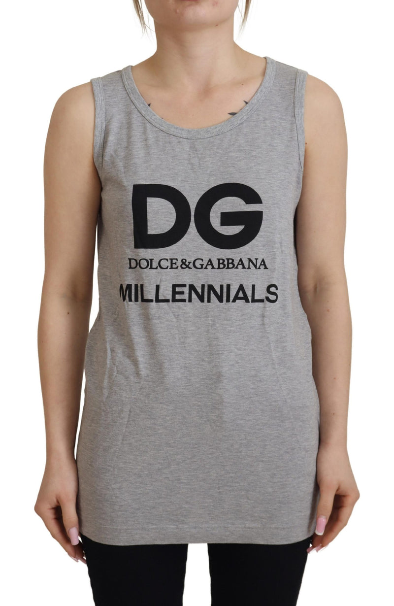 Gray D&G Millennials Tank Tee Cotton T-shirt