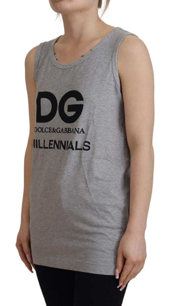 Gray D&G Millennials Tank Tee Cotton T-shirt