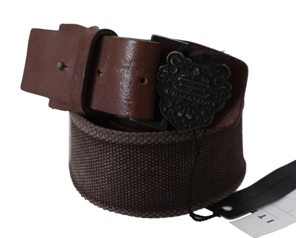 Dark Brown Leather Wide Buckle Waist Belt